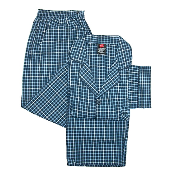 Hanes Ensemble de Pyjama en Popeline à Manches Longues (Grande Taille pour Hommes)