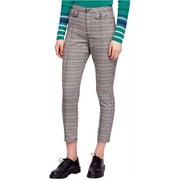 Free People Womens Crop Plaid Casual Trouser Pants, Multicoloured, 10