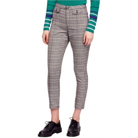 Free People Womens Crop Plaid Casual Trouser Pants, Multicoloured, 10