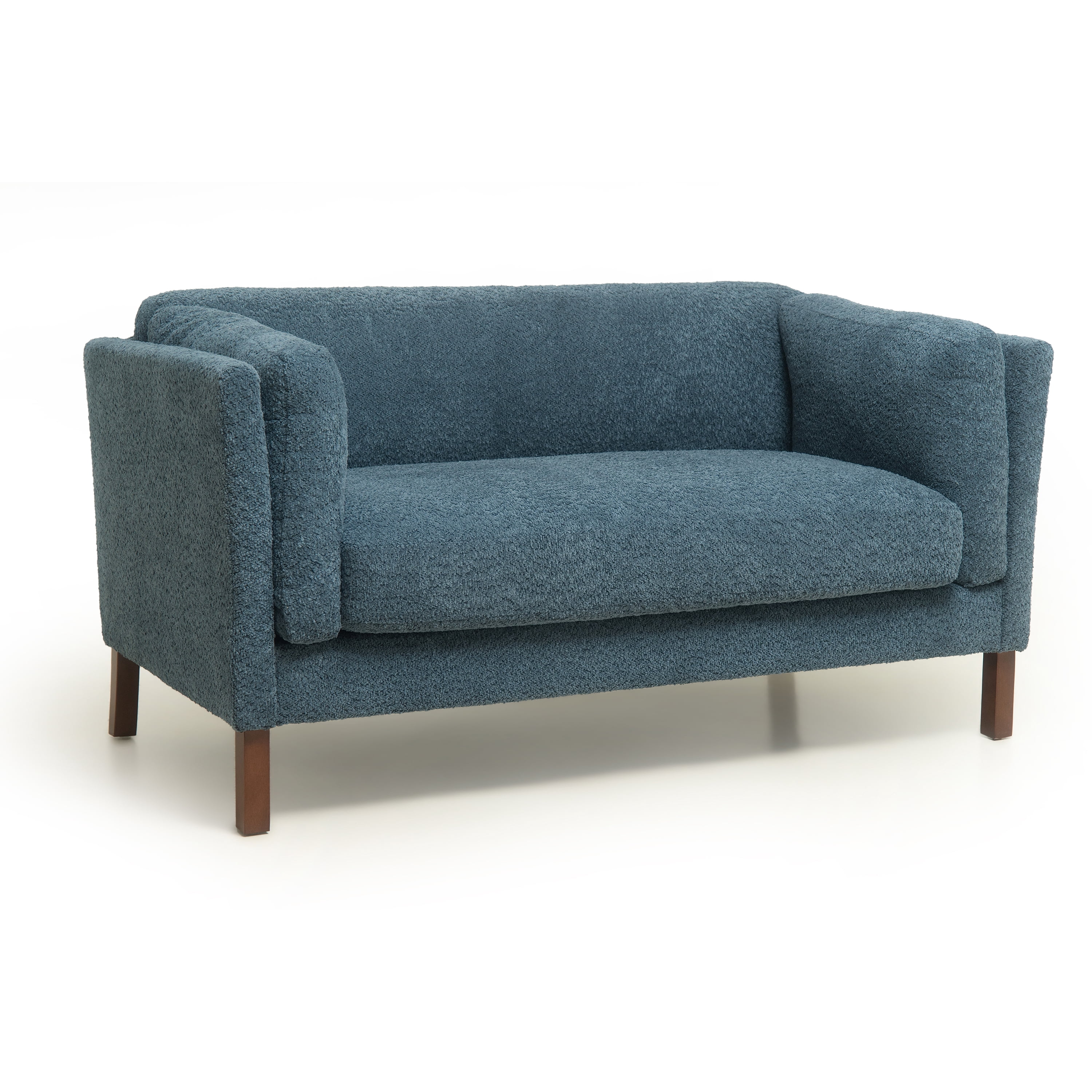 Noble House Julisa 58" Modern Chenille Fabric Loveseat with Removable Cushion, Fixed Backrest, Blue