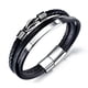 thumbnail image 1 of Pulsera de cuero para hombre - Pulsera de cuero genuino trenzado - Pulsera de envoltura ancha con cierre magnético - Pulsera de cuero con eslabones adicionales kaili Sencillez, 1 of 5