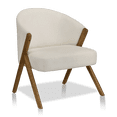 thumbnail image 1 of Bouclair Off White Fabric and Wood Accent Chair, 1 of 10