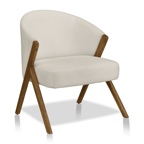 Bouclair Off White Fabric and Wood Accent Chair