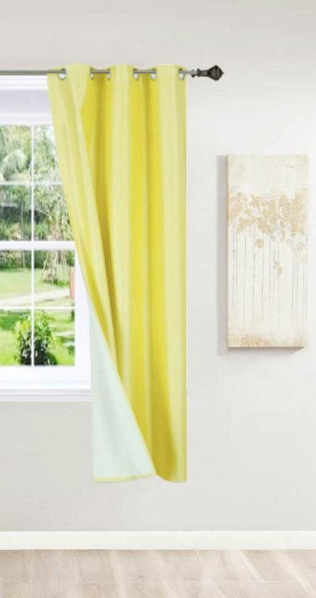 (SSS) 2-PC Yellow Solid Blackout Room Darkening Panel Curtain Set, Two (2) Window Treatments of 37" Wide x 63" Length Each Panel