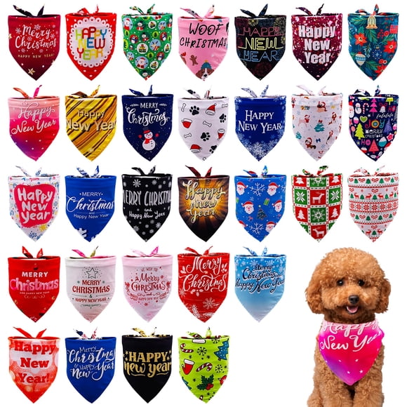 Pai Sence, 30 pañuelos navideños para perros, poliéster, 48 x 34 cm