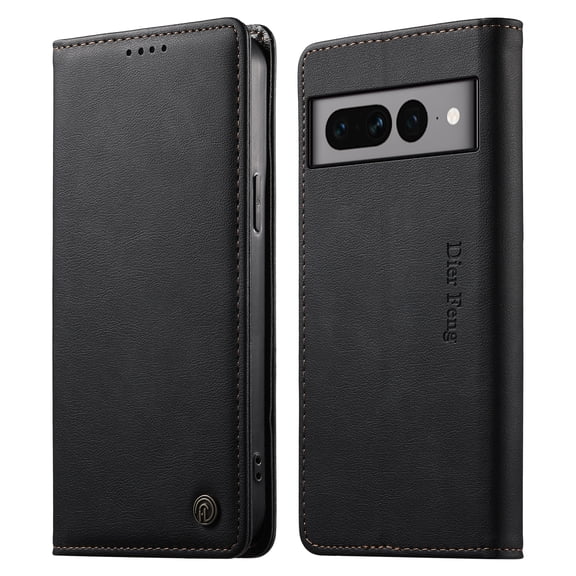 Leather Wallet Flip Case for [Google Pixel 7 Pro], RFID Blocking, Card Slots & Stand Black