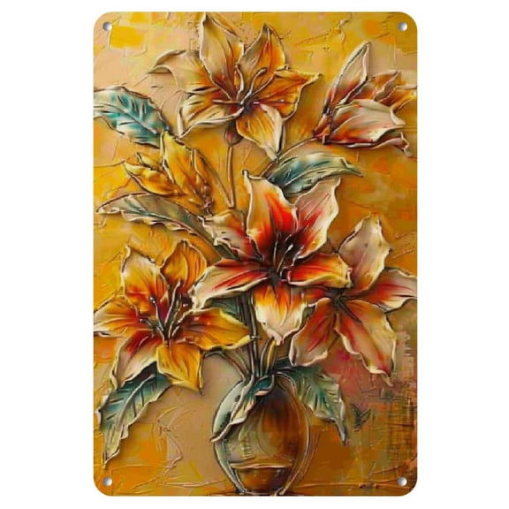 Room Decor A Golden Metal Tin Plate, Oil Painting, Vintage Tin Painting, Broken Room Decoration, Psychedelic Art, Wall Gifts, Dining Room, Kitchen, Garage, Cafe Decoration 8X12 Inches