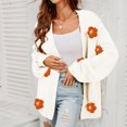 thumbnail image 1 of Chaqueta Cárdigan de punto femenino Casual con cuello en V Elegante Cómodo Sólido Uso diario Cgtredaw M blanco para Mujer, 1 of 9