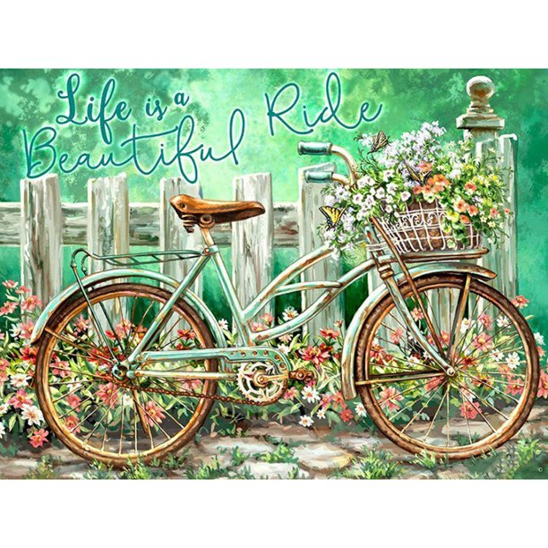 Diamond Painting (DB7156) 5D Kit Rhinestone DIY Bicicleta en Garden Square 30x40cm Hugtrwg Para estrenar