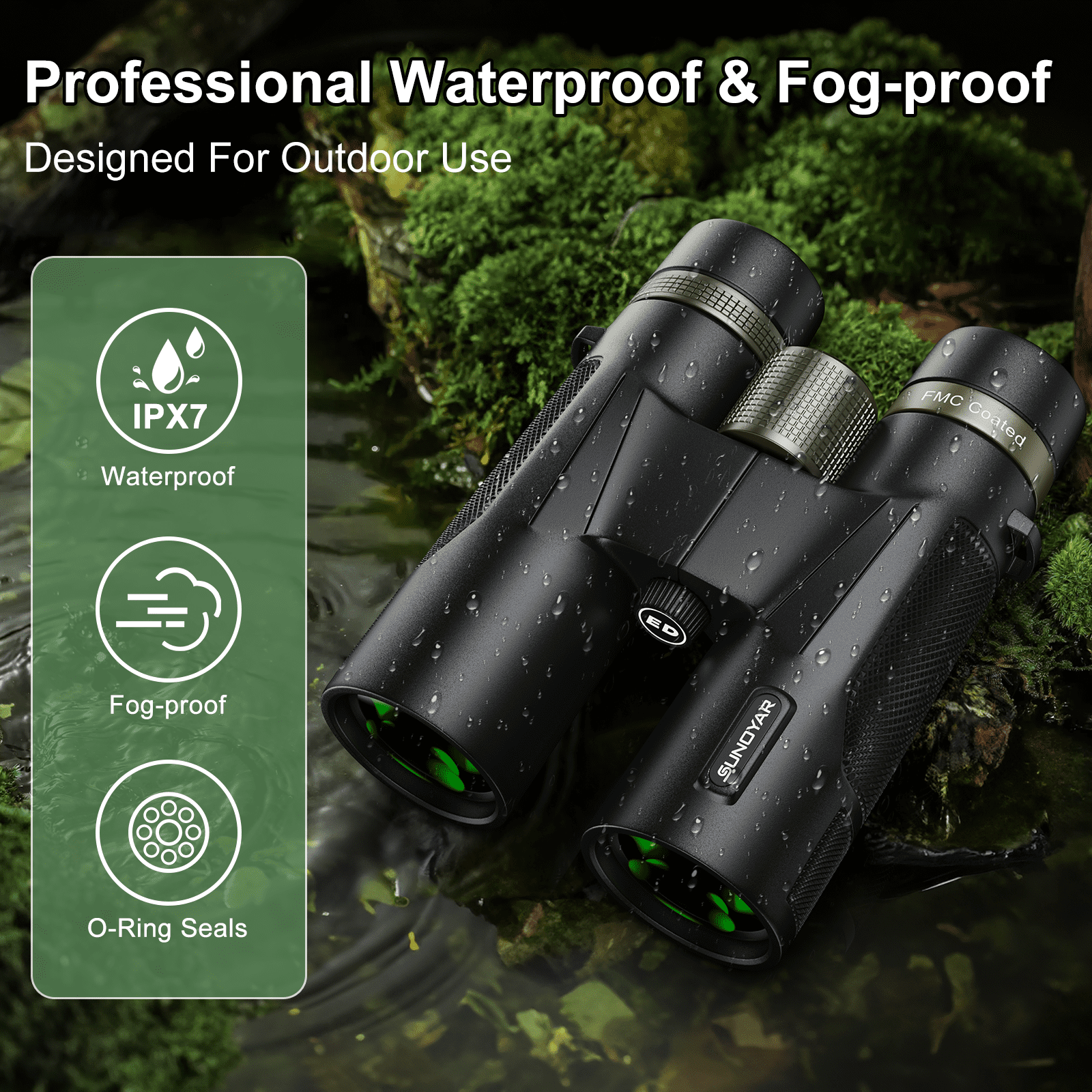 SUNOYAR 10x42 ED Binoculars for Adults, HD Professional Binoculars with Extra-Low Dispersion Glass, BAK4 Prism, Waterproof Binoculars with Phone Adapter & Case for Bird Watching, Hiking, Travel