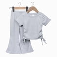 thumbnail image 2 of Outfits for Toddler Girls Fashion Short Sleeve Top Flare Pants 2 Piece Set Toddler Girl Clothes 7-8 Years, 2 of 8