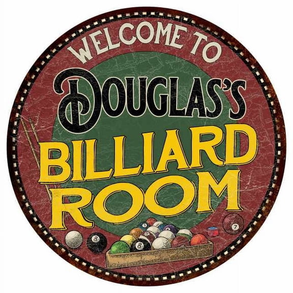 Douglas's Billiard Room 14" Round Metal Sign Kitchen Wall Decor 100140033393