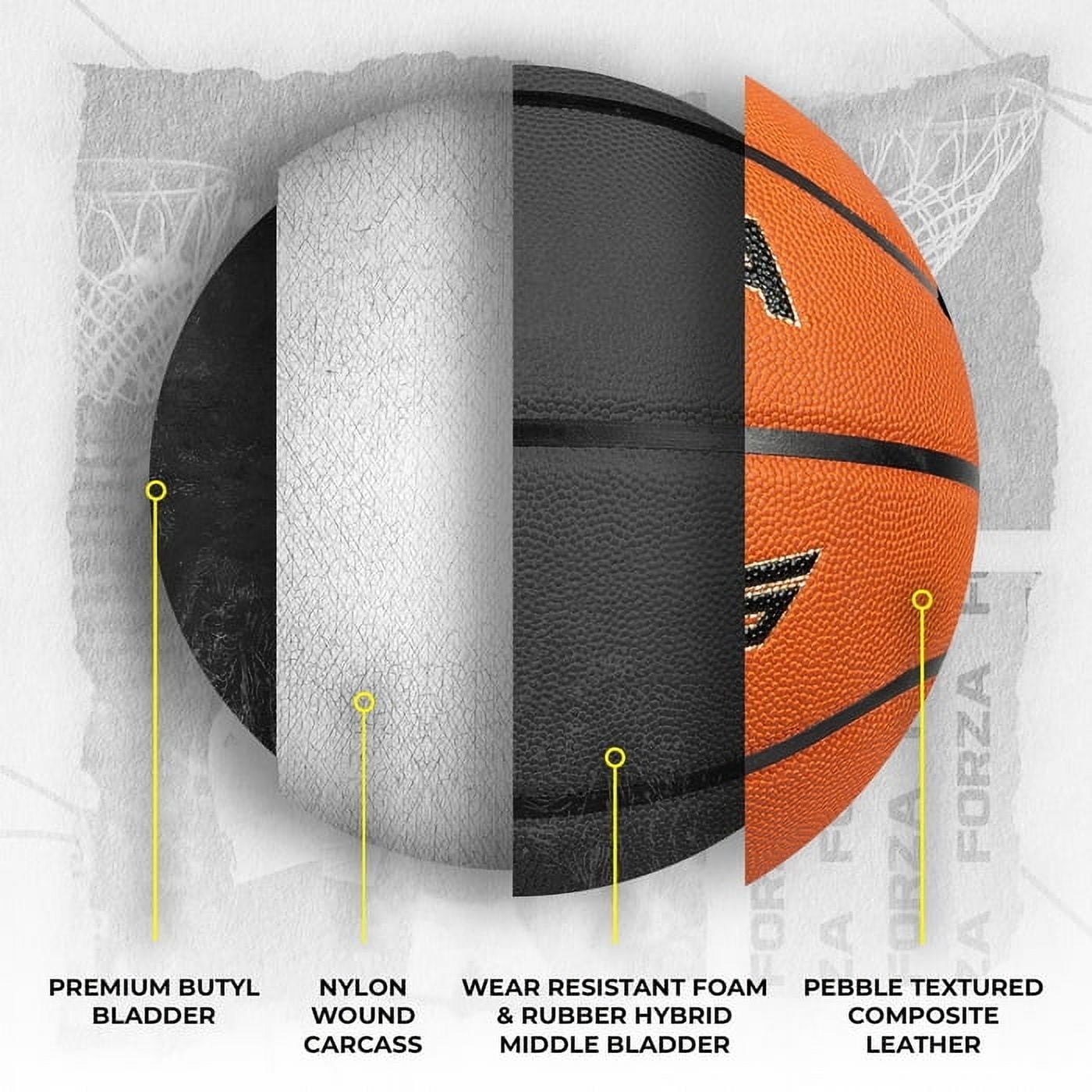 FORZA Nexus Indoor Pro Game Basketball – FIBA Level 1 Certified, Premium Grip & Bounce, Sizes 5-7, Available in Packs of 1, 5 & 27