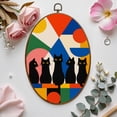 thumbnail image 7 of Canvas Wall Art Mid Century Black Cat Retro Atomic Starburst Modern Abstract Geometric Oval Framed Canvas Prints Vintage Wall Hanging Decor for Home Decorations 8.6"x11.4", 7 of 7