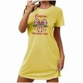 thumbnail image 3 of Aobny Women Mumu Nightgown Yellow Christmas Bow Sleepshirt Crew Neck Short Short Sleeve Sexy Night Gowns for Woman,L, 3 of 4