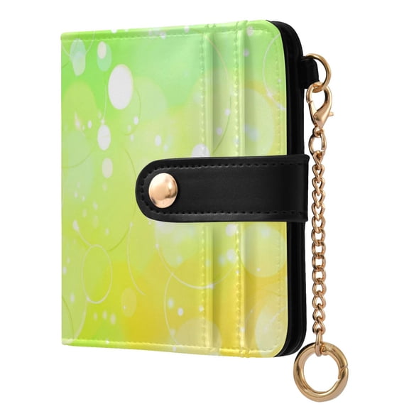 Womens Wallet PU Leather Bifold Small Purse with RFID Blocking Credit Card Holder Vibrant Green and Yellow Background