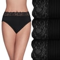 thumbnail image 1 of Vanity Fair Womens Flattering Lace Hi-Cut Panty 3-Pack, 9, Black Stripe Multi, 1 of 4