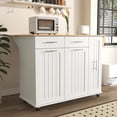 thumbnail image 2 of Rolling Kitchen Island with Drop Leaf, Kitchen Storage Cart with 3-Tier Pull Out Storage Cabinet, Portable Kitchen Island with Towel Rack/2 Drawers for Kitchen Dining Room, White, 2 of 9