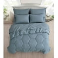 thumbnail image 2 of Chezmoi Collection Piper 7-Pieces Bed in a Bag Comforter Set with Sheets, Honeycomb Hexagon Quilted Double Brushed Microfiber Lightweight All Season Bedding Set, Full, Dusty Blue, 2 of 9