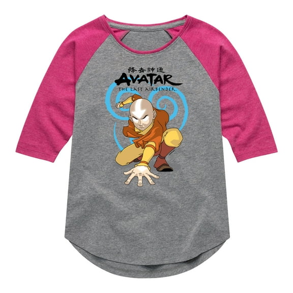 Avatar - The Last Airbender - Aang Swirl - Youth Girls Raglan Graphic T-Shirt