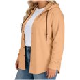 thumbnail image 6 of FRSASU Cotton Linen Hoodies for Women Button Down Sun Protection Casual Plus Size Long Sleeve Summer Vacathion Beach Tops Coffee, 6 of 7
