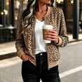 thumbnail image 2 of Zijinkuiwen Women Leopard Print Bomber Jacket Zip Up Long Sleeve Ribbed Cuffs Outerwear for Casual Daily Wear, 2 of 7