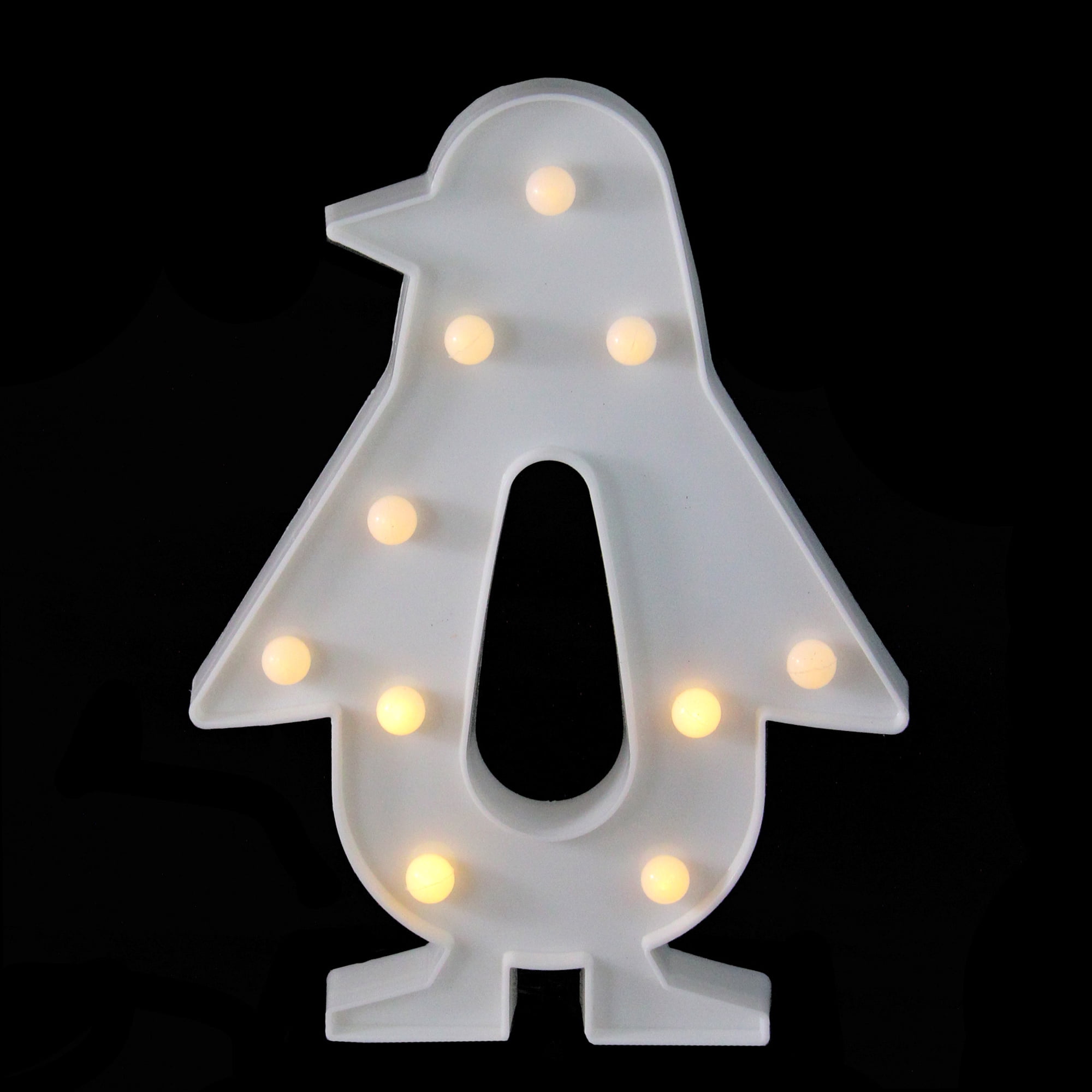 10.25" Battery Operated LED Lighted White Penguin Marquee Sign