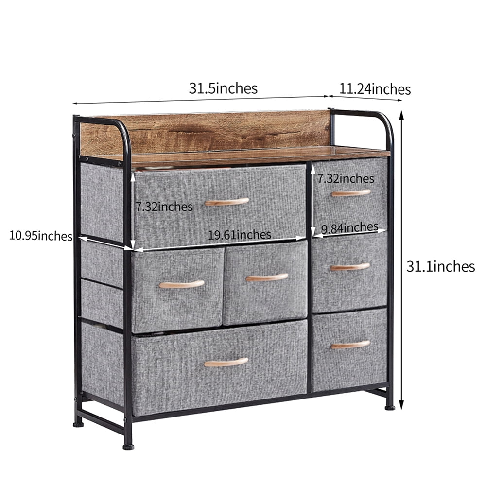 Kepooman Home Modern Rectangle Dresser Table with 7 Fabric Drawers for Storage & Organization, Grey Kepooman Home Modern Rectangle Dresser Table with 7 Fabric Drawers for Storage & Organization, Grey