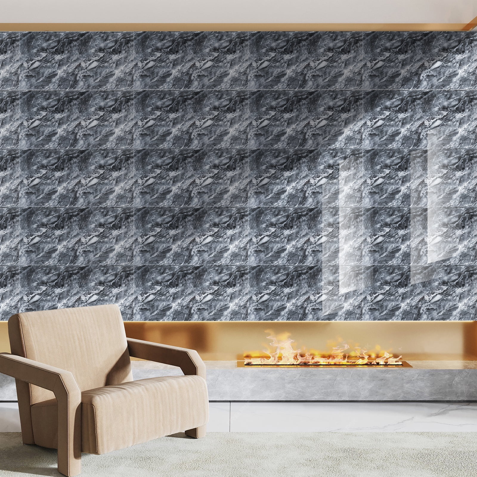 20Pcs Marble Peel and Stick Backsplash Waterproof Washroom Wall Panels, Peel and Stick Tile, PVC Foam Wall Panels