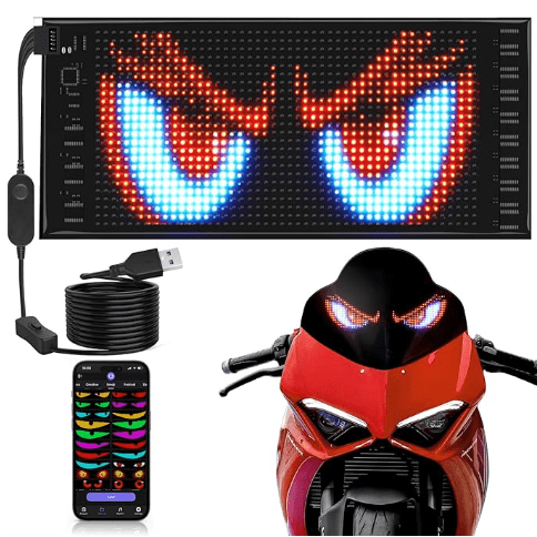 LED Car Lights, 6.8'‘x2.1’' Flexible Digital Scrolling LED Display, Bluetooth APP Controlled Store Sign, Suitable for Cars, Businesses, Hotels, Schools, Christmas Decorations (1 p)