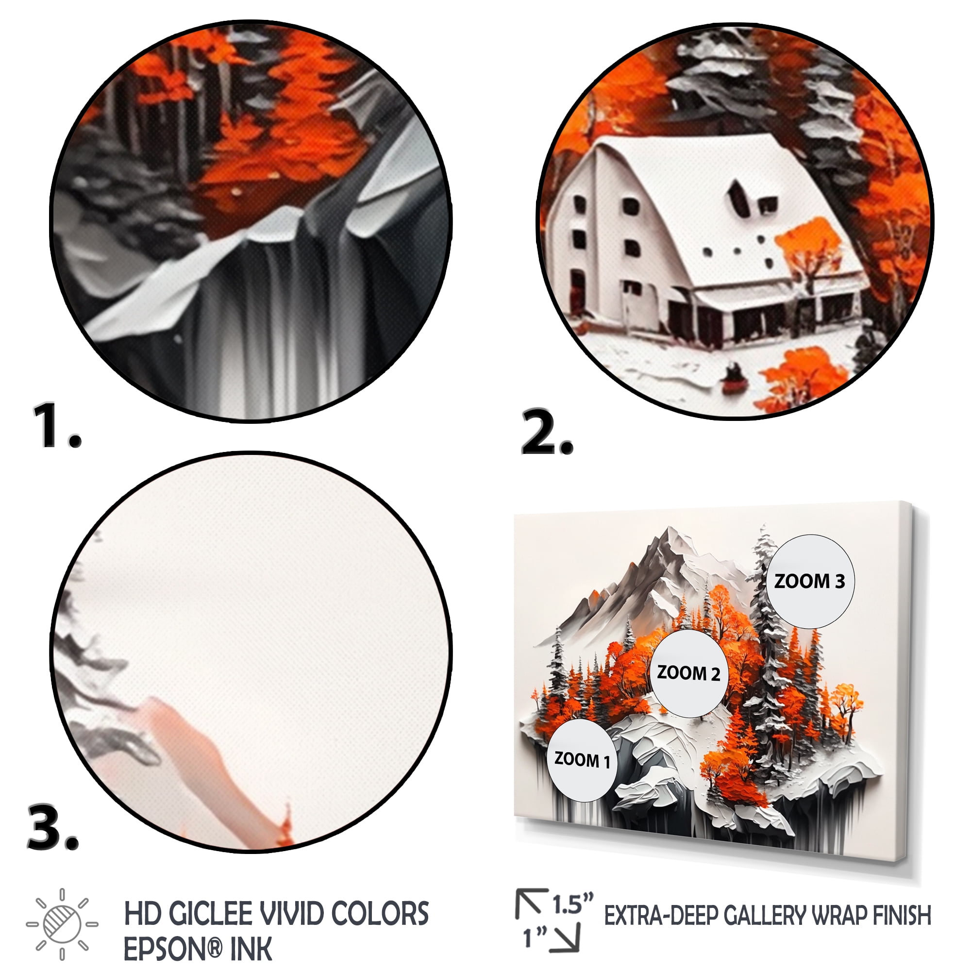 Designart Monochrome Orange Cottage In Winter XIII Canvas Wall Art