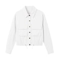 thumbnail image 5 of QINGFSAP Womens Lapel Button Front Jacket Long Sleeve Outdoor Casual with Pockets Lightweight Top, 5 of 9
