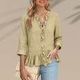 thumbnail image 6 of Shirts for Women V Neck Long Sleeve Blouse Women‘s Ruffled Top Collar Blouses Cotton V Neck Work Business Outfits, 6 of 6