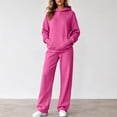 thumbnail image 3 of WULMLEO Women's 2 Piece Sets Matching Hooded Sweatshirts and Wide Leg Sweatpants Fitted Tracksuit Set Casual Oversized Going Out Sweatsuit Outfits Hot Pink S, 3 of 7