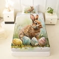 thumbnail image 3 of Erosebridal Rustic Rabbit Twin Sheet Sets,Colorful Easter Eggs Bedding For Kids Girls 3-Piece, 3 of 6