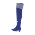 thumbnail image 3 of YDN Women Over The Knee High Stilettos Boots Pointed Toe Kitten Low Heels Wide Calf Dress Zipper Shoes Size 8 Blue Studded, 3 of 4