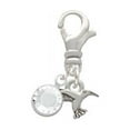 thumbnail image 2 of Delight Jewelry Silvertone Mini Hummingbird - Silvertone Clip on Charm with Clear Crystal Drop, 2 of 5