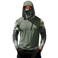 thumbnail image 2 of Mens UV Protection Shirts Long Sleeve UPF 50+ Hooded Rash Guard Sun Hoodies with Mask Outdoor Hiking Swimming Fishing, L, 2 of 7