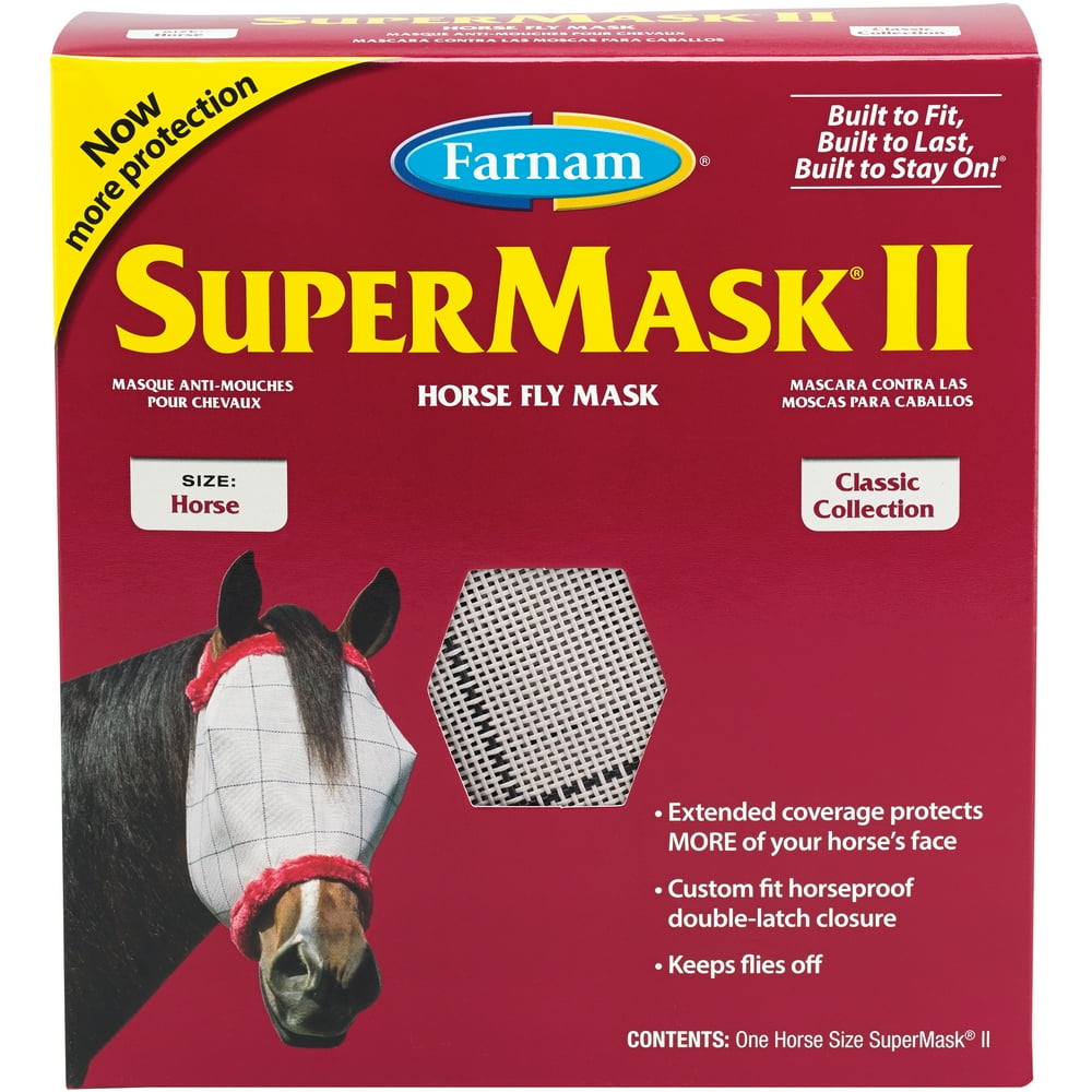 Farnam SuperMask II Classic Horse Fly Mask, for Eye Protection From