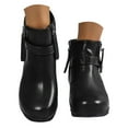 thumbnail image 3 of Chenyee Women's Low Wedge Boots Comfortable Buckle Leather Short Ankle Booties with Side Zipper, 3 of 5