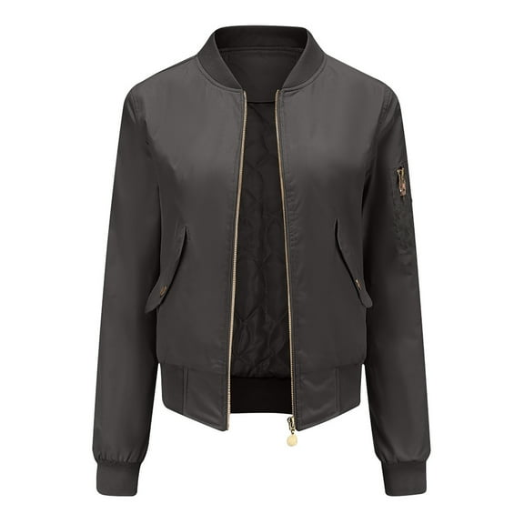 LYXSSBYX Womens Long Sleeve Dress Hot Sale Clearance Omen Sweatshirt Button Slim Zipper Long Sleeve Bomber Jacket Warm Velvet Coat