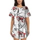 thumbnail image 1 of Fotbe Monkey Conjunto de Pijama Estampado para Mujer, 2 Piezas, Ropa de Dormir con Camiseta de Manga Corta y Shorts Suaves-Small, 1 of 6
