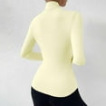 thumbnail image 4 of ZyeKqe Womens Long Sleeve Shirts High Neck Warp Front Going out Tops Ruched Cute Slim Fitted Tees Top Size S-XL, 4 of 9