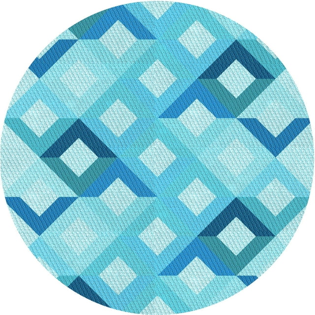 Ahgly Tapis Rond Lavable en Machine Intérieur Transitionnel Bleu Ciel Profond, 4 Pieds Rond
