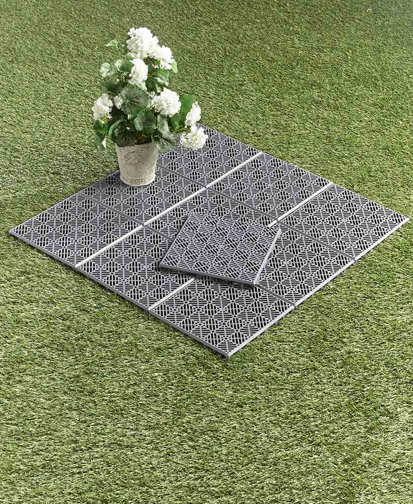 Sets of 10 Interlocking Patio or Walkway Tiles (Gray)
