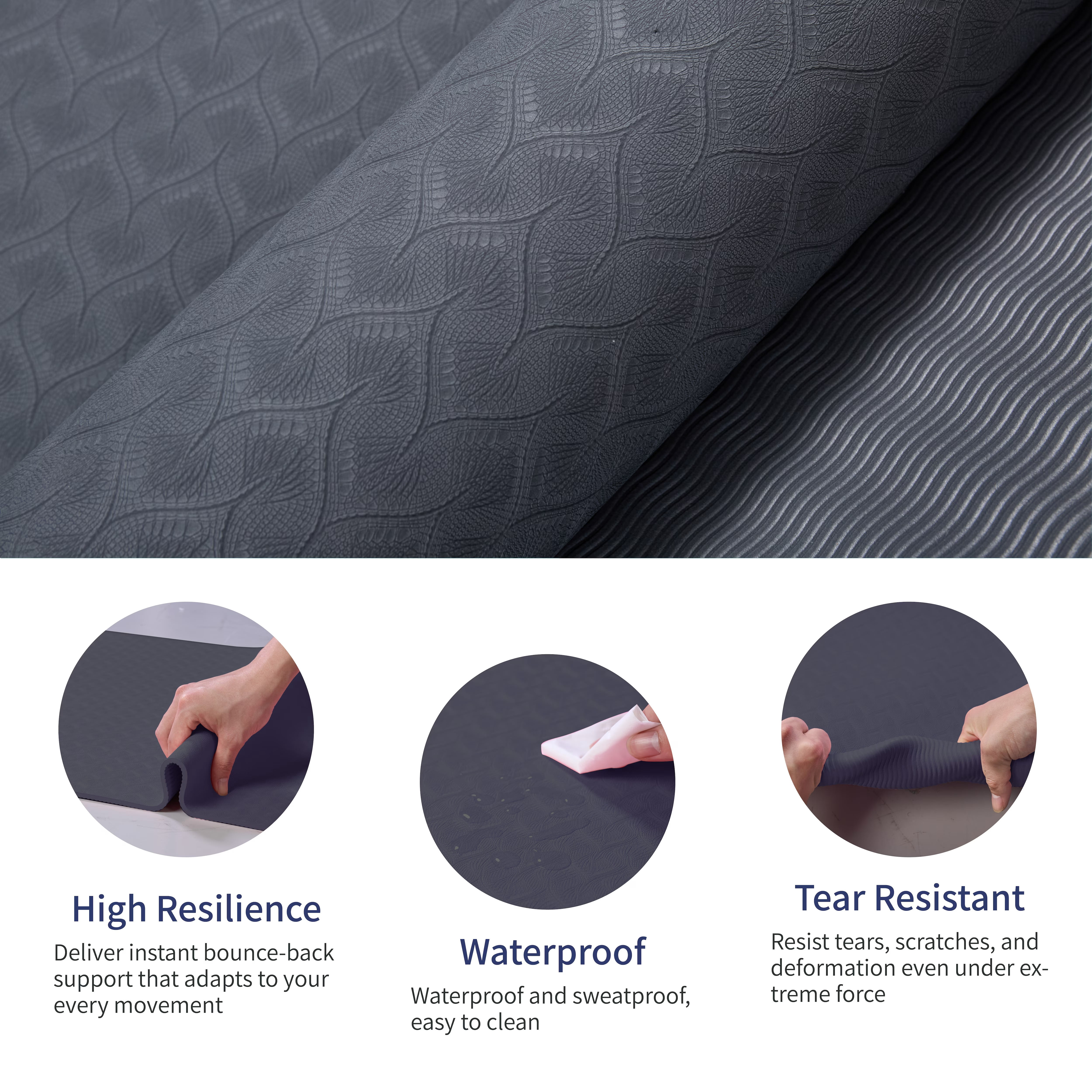 Avobird Yoga Mat, Non-Slip Design, Professional TPE Exericise Mat,72" x 24" 5mm Thick, Multi-Purpose Workout Mat for Women, Pilates Fitness and Floor Exercises(Gray)