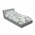 thumbnail image 3 of Floral Bedding Set with Sheet & Covers, Flowers Leaves Twirled Swirls Buds Nature Romantic Design Artwork Print, Printed Bedroom Decor 2 Shams, 4 Sizes, Black and White, by Ambesonne, 3 of 3