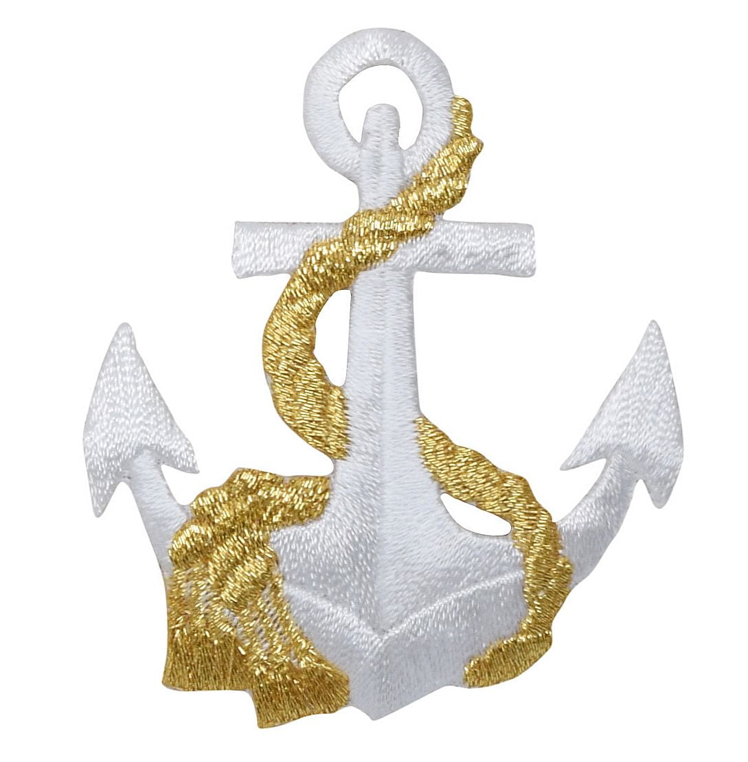 Iron On Embroidered Applique Patch NAUTICAL Anchor Blue/White Life Preserver 038 