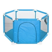 Portable Baby Playpen 6-Panel Play Yard Interactive Baby Playinghouse Kids Safety Fence Ocean Ball Pit Pool for Baby Indoors Outdoors Playing,Blue