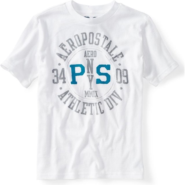 Aeropostale Boys PSNY camiseta atlética gráfica, blanca, M (10)